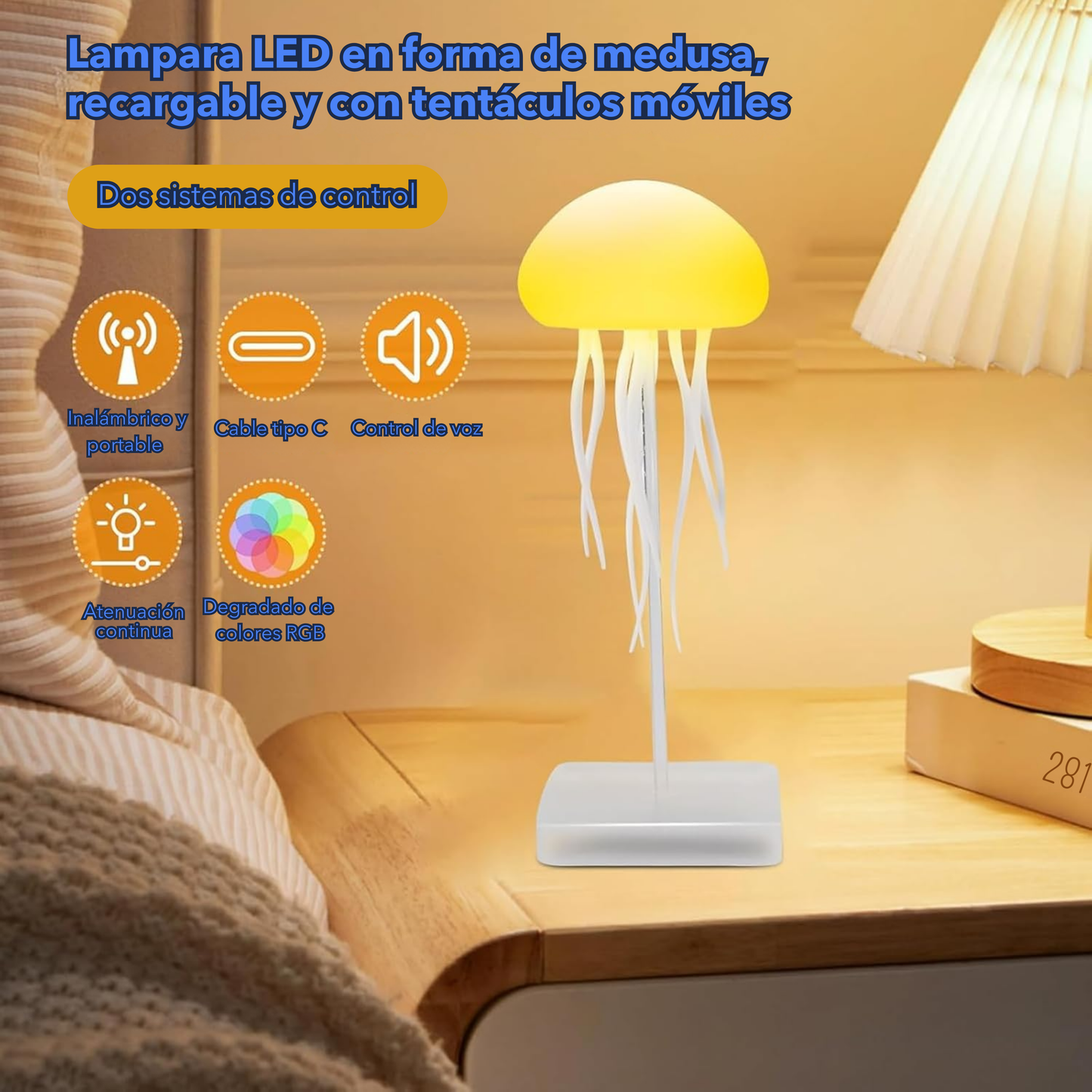 Lampara LED de medusa para atmosfera relajante
